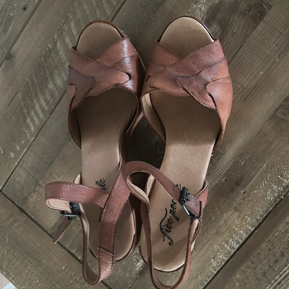 NWOT Free People Orion Woven Leather Platform Sandals Heels - Picture 7 of 9